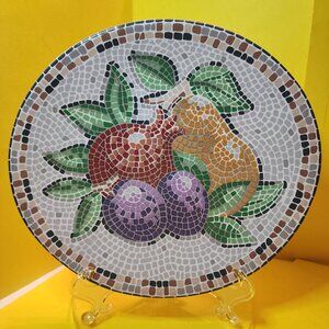 Furio Sango Zoey 96 4879 Colorful Fruit Mosaic Oval Plate 8-1/4” - unused